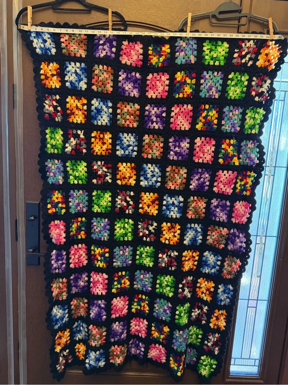 Handmade Crochet Granny Square Throw Blanket 60” x 43”